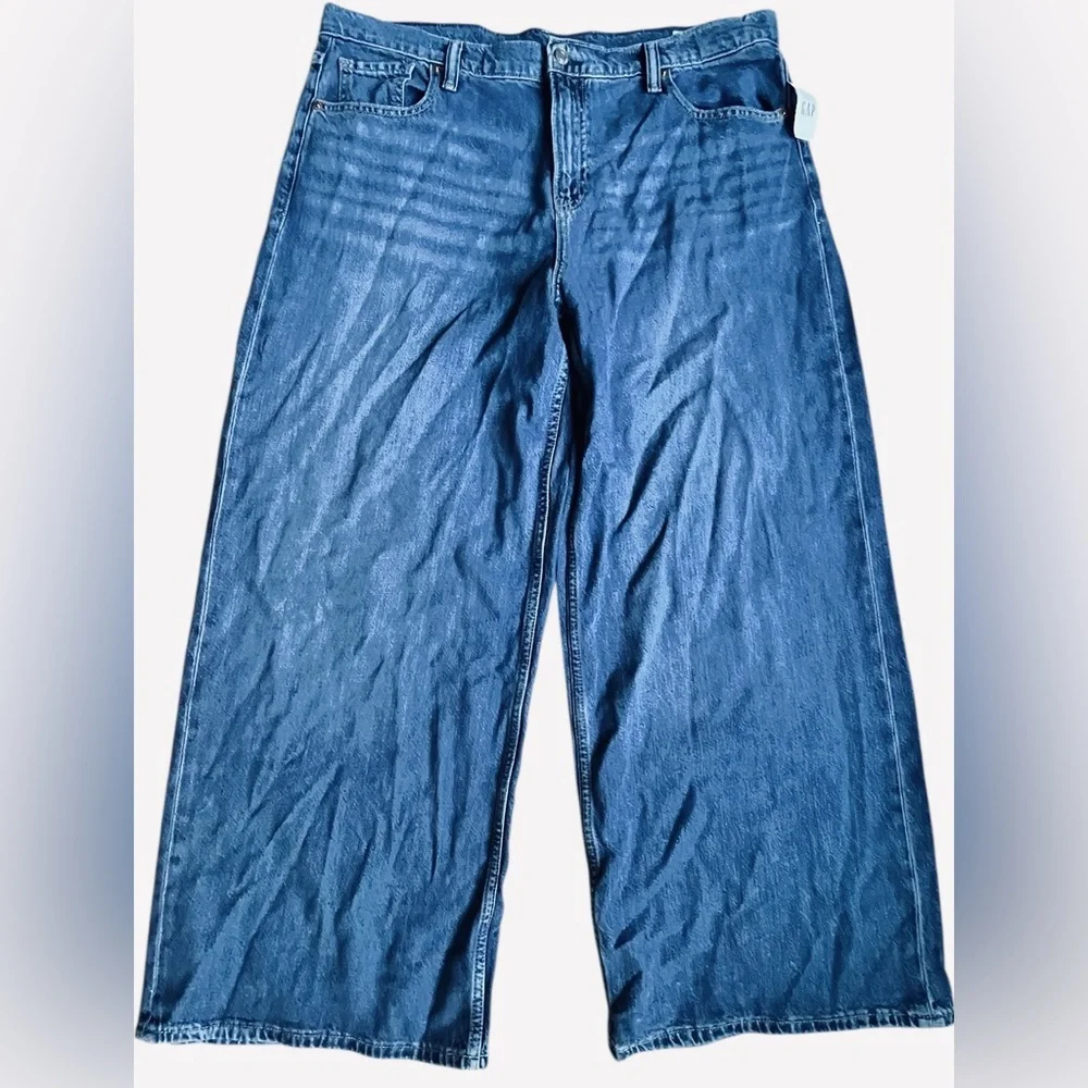 GAP Baggy Midrise Wide Leg Jeans Size 33 NWT Stretch Denim - Picture 2 of 8